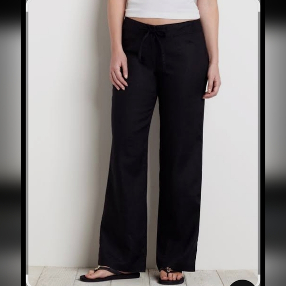 100% Linen, Tommy Bahama Black Wide Leg Pants - Picture 1 of 7
